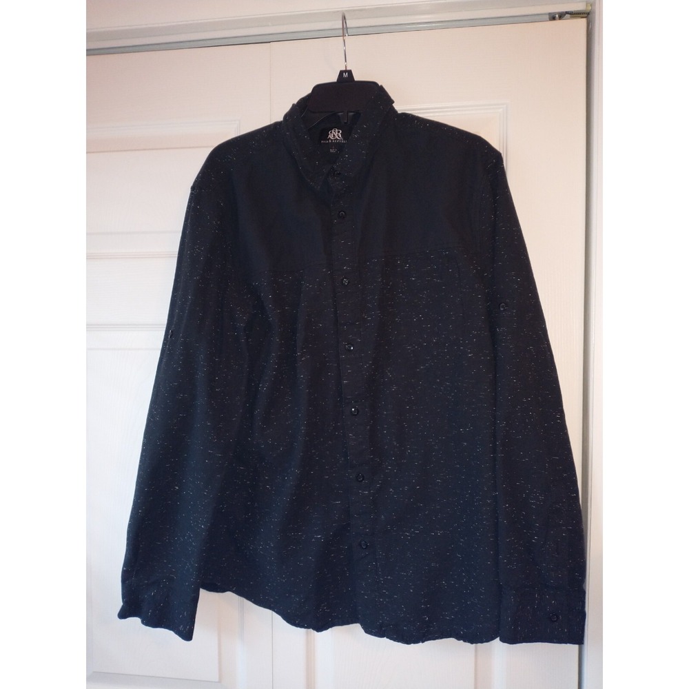 Rock Republic Men's Large Button Up Shirt Black With White Specks